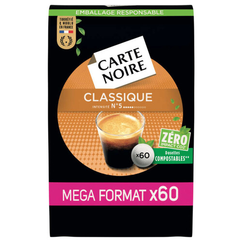 Carte Noire Café Classique Intensité 5 Extra Format 60 dosettes