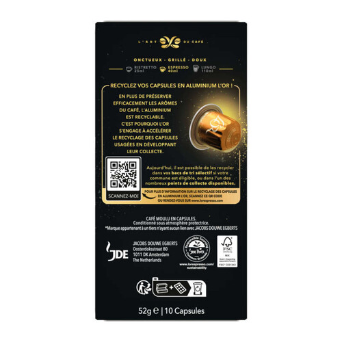 L'Or Espresso Café Delizioso intensité 5 x10 capsules 52g