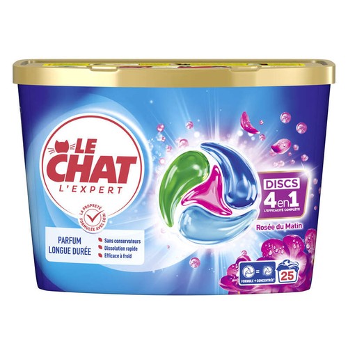 Le Chat Discs 4en1 Lessive Rosée du Matin x25 Lavages