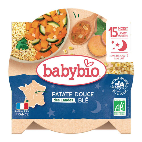 BabyBio Marmitte du Potager Patate Douce & Blé dès 15M 260g