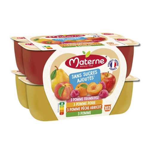 Materne Compotes Sans Sucres Ajoutés 12 x 100G