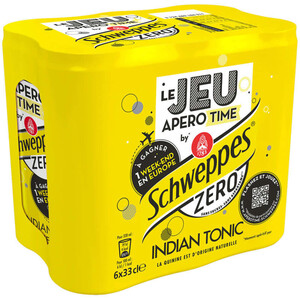 Schweppes Zéro Indian Tonic pack de 6x33 cl canettes