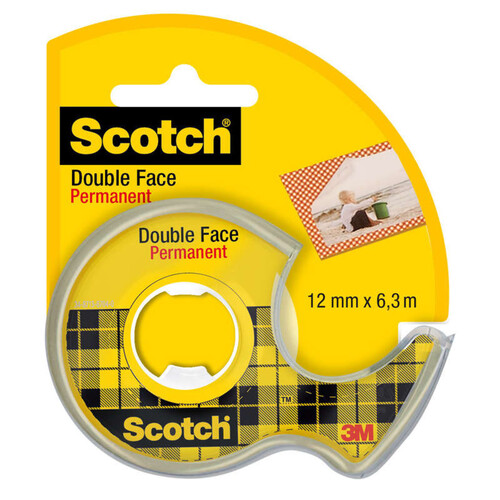 Scotch Adhésif Double Face avec Dévidoir 12mmx6,3m..