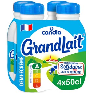 Candia Grandlait - Lait demi-écrémé - Le pack de 4x50cl
