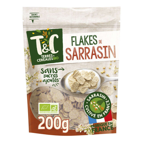 Terres et Céréales Flakes de sarrasin, sans sucres ajoutés, bio 200g