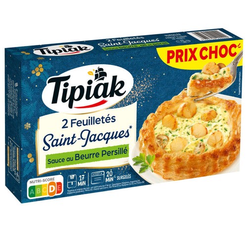 Tipiak 2 Feuilletés Saint-Jacques Sauce Beurre Persillé 240G