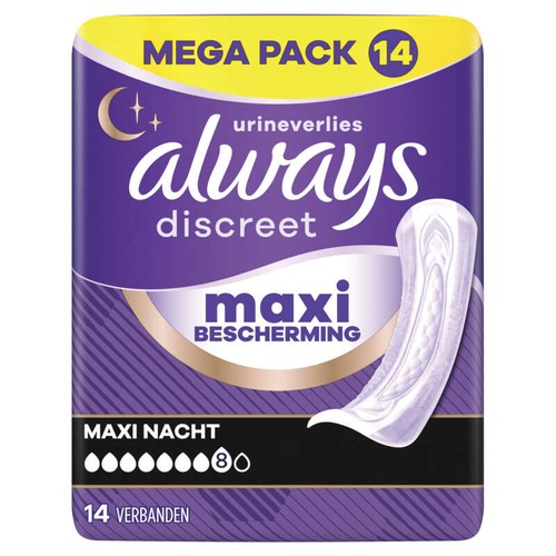 Always Discreet Serviette Extra Sûre Pour Fuites Urinaires Maxi Nuit x14