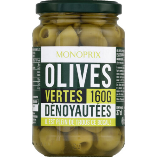 Monoprix Olives vertes dénoyautées 160g