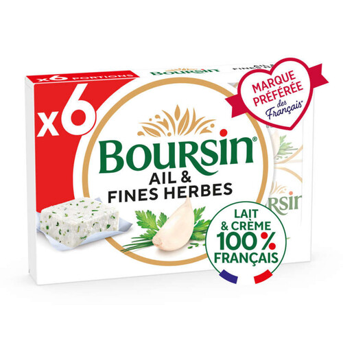 Boursin Fromage à tartiner ail et fines herbes 6 portions 96g