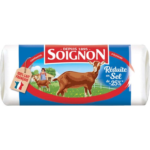 Soignon Bûche de chèvre 25% de sel en moins 180g