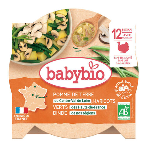 [Par Naturalia] Babybio Assiette Pomme de Terre Haricots et Dinde Bio dès 12 mois 230g