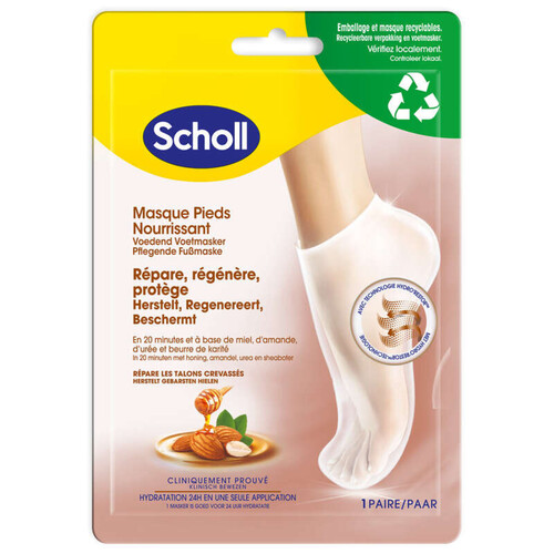 Scholl Masque Pieds Nourrissant Miel & Amande x1 paire