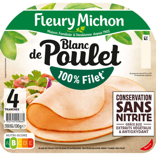 Fleury Michon Blanc de Poulet Sans Nitrite 130g