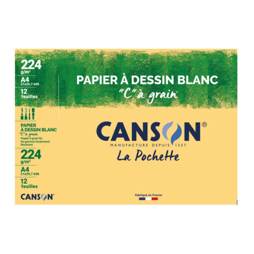 Canson Papier À Dessin Blanc, C À Grain, A3, 180Gr/M², 10 Feuilles