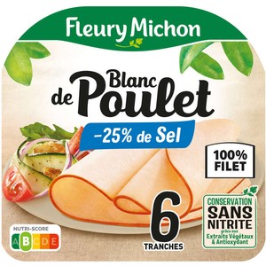 Fleury Michon Blanc De Poulet -25% De Sel Tranches Fines x6