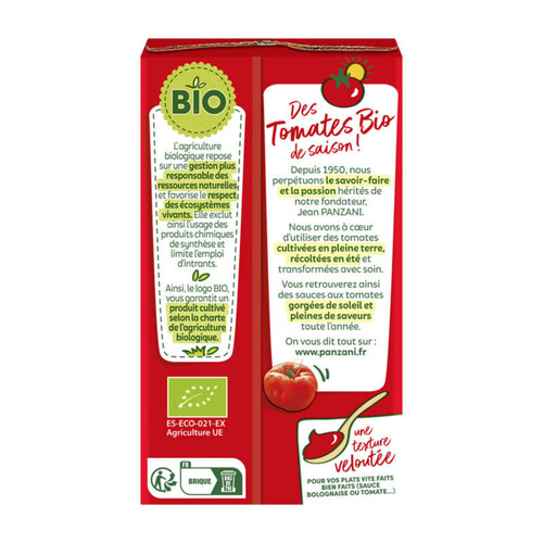 Panzani Purée De Tomates Nature Bio 265G