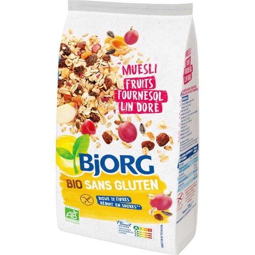 Bjorg Muesli Fruits, Tournesol, Lin Doré, Sans Gluten, Bio 375g