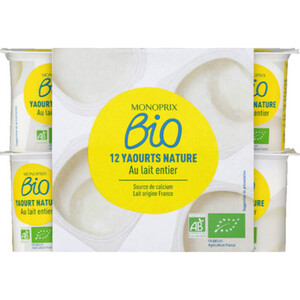 Monoprix Bio Petits fromages blancs aux fruits bio - Les 12 pots de 50 g :  : Epicerie