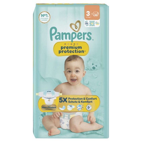 Pampers Premium Protection Taille 3 - 6kg-10kg – x46 Couches