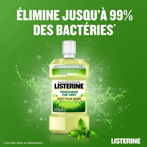 Listerine Bain de Bouche thé vert sans alcool 500ml