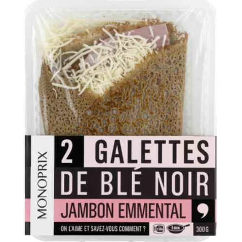 Monoprix Galettes De Blé Noir Jambon Emmental X2 300G