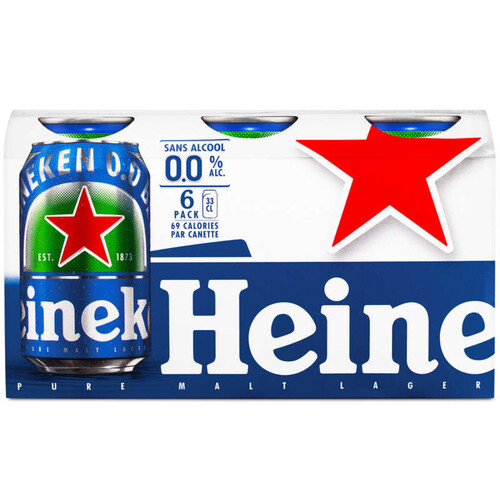 Heineken 0.0 bière blonde sans alcool canettes 6 x 33 cl 0.0°