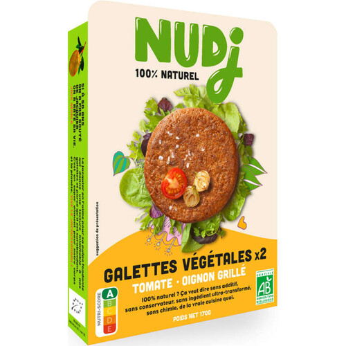Nudj galettes végétale tomate oignon grillé bio x2 - 170g