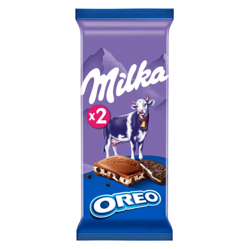 Milka Tablette Chocolat au Lait aux éclats d'Oreo 2x100 g