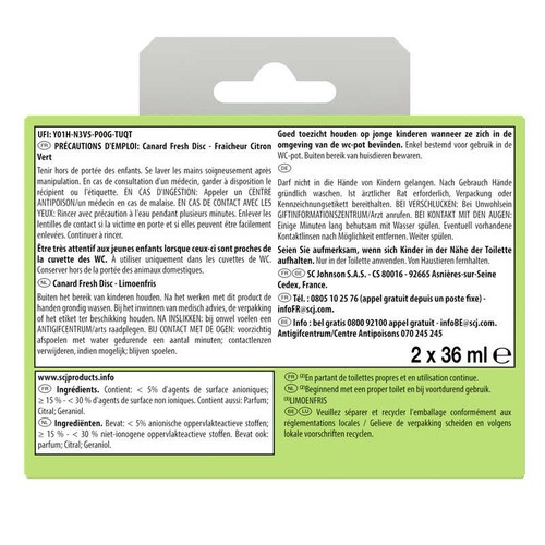 Canars Fresh Disc Recharges Fraîcheur Citron Vert x2
