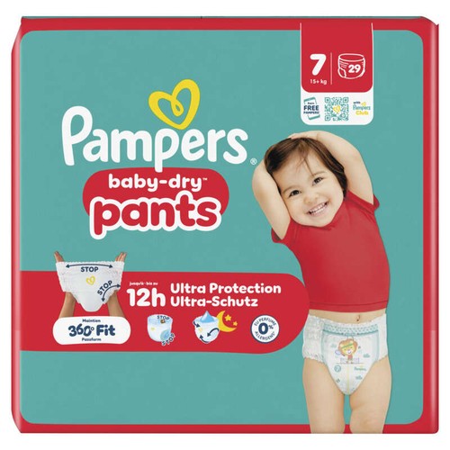 Pampers Baby-Dry Pants Taille 7+, 15kg, 29 Couches-Culottes