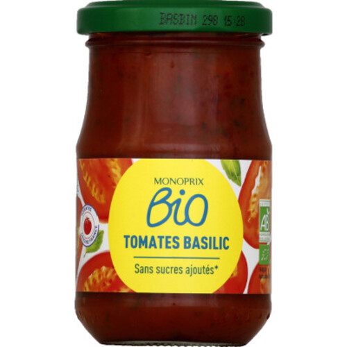 Monoprix Bio Sauce tomates basilic sans sucres ajoutés bio 200g