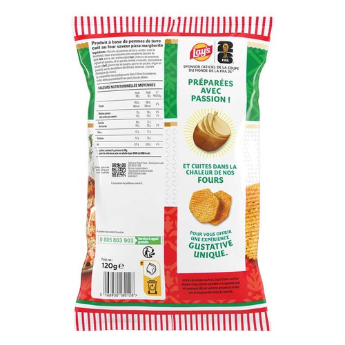 Lay's Chips Ondulées Saveur Pizza Margherita 120g