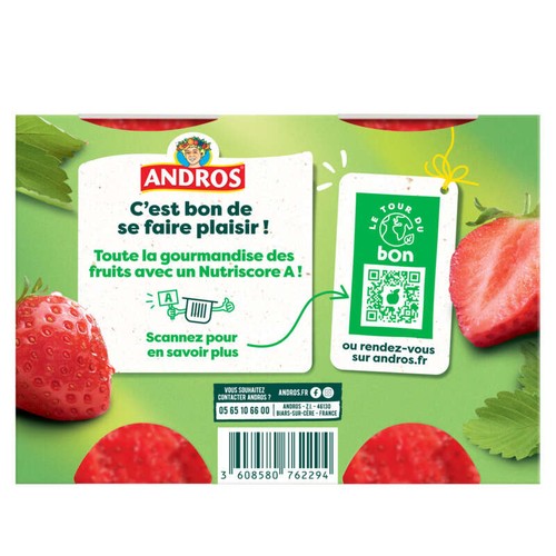 Andros Compote Fraise avec des morceaux fondants 4x100g