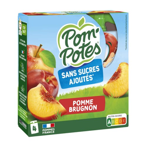 Pom'Potes Sans Sucres Ajoutés Pomme Brugnon 4X90G