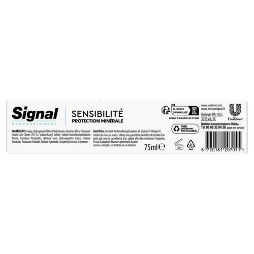 Signal Professionnel Dentifrice sensibilité action minérale blancheur 75ml