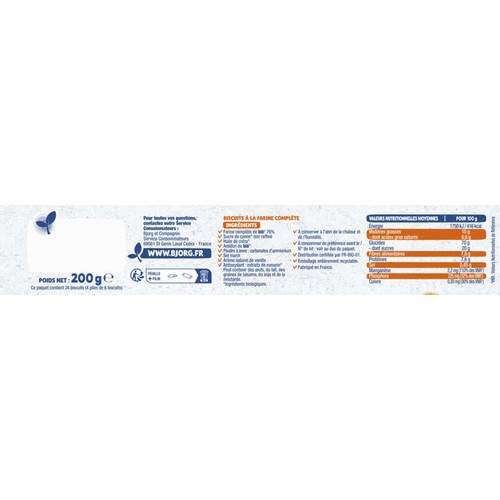 Bjorg Biscuits P'Tit Nature à La Farine Complète Bio 200g