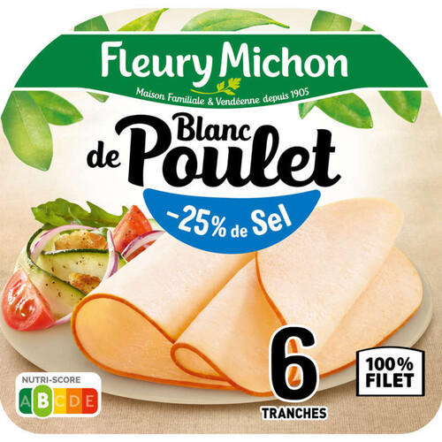Fleury Michon Blanc De Poulet -25% De Sel Tranches Fines X6