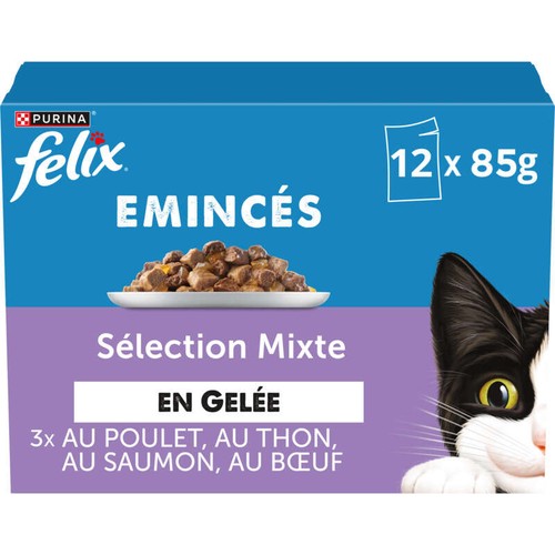 Purina Felix Émincés En Gelée Aux Viandes Et Poissons 12x85g