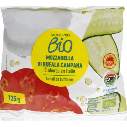 Monoprix Bio Mozzarella di Bufala Campana AOP 125g