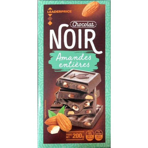 Leader Price Next Tablette Chocolat Noir Amande 200g