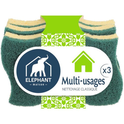 Elephant Maison Eponges Multi-Usages x3