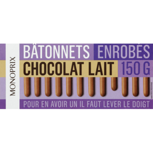 Monoprix Biscuits Bâtonnets Enrobés Chocolat au Lait 150g