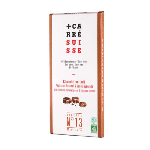 Carré Suisse Chocolat au Lait Pépites de Caramel & Sel de Guérande 100g