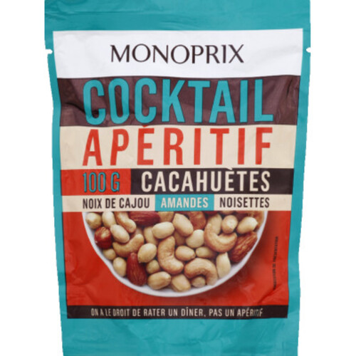 Monoprix Cocktail Apéritif Cacahuètes Noix De Cajou Amandes & Noisettes 100G
