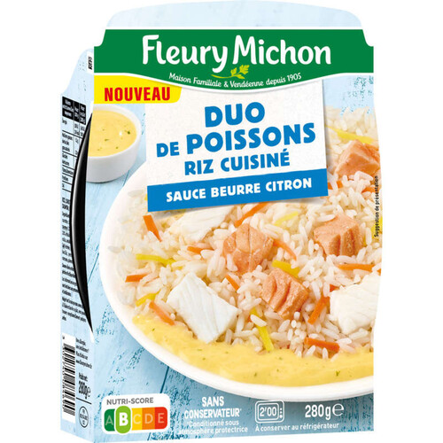 Duo de Poisson, Riz Cuisiné, Sauce Citron