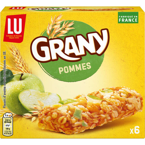 Lu Grany Barres de Céréales Pommes 125g