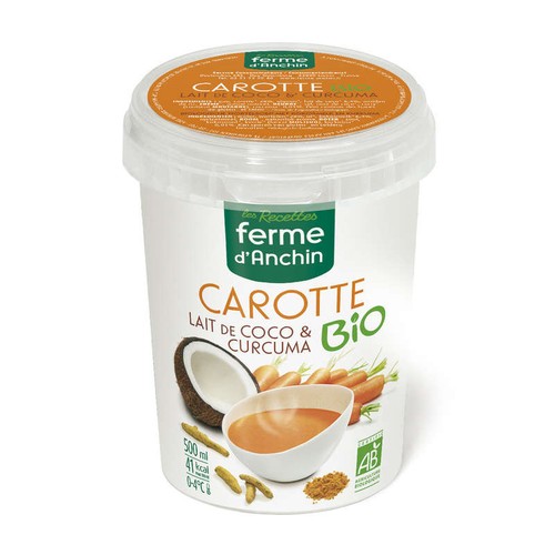 Ferme d'Anchin Soupe Carotte, Lait de Coco et Curcuma Bio 500ml