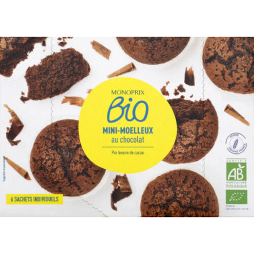 Monoprix Bio Mini Moelleux Au Chocolat Bio Au Pur Beurre De Cacao X6