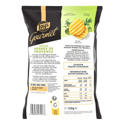 Lay's Gourmet Chips Saveur Herbes de Provence 120g