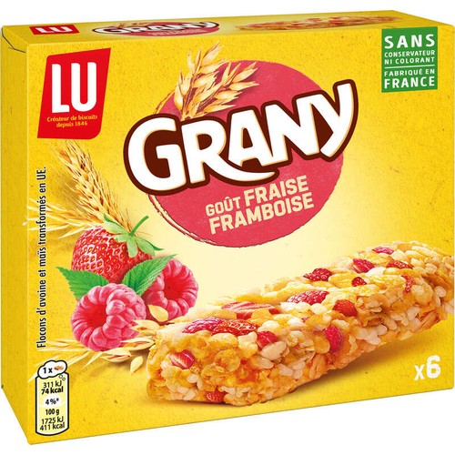LU Grany Barres de céréales Fraises et Framboises 108g